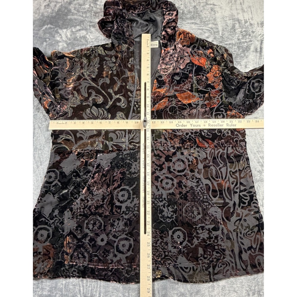 Chico's Silk Velvet Burnout Hooded Tunic Size 2 - Picture 6 of 10